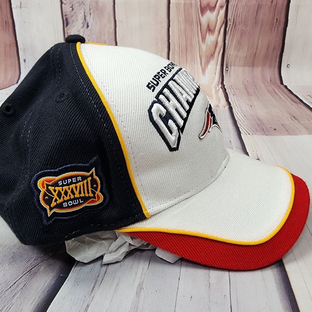 New England Patriots 3-peat NFL SuperBowl XXXVIII Champ Cap Hat Equipment Adj - Picture 2 of 7